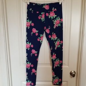 Mountain Mama Floral Women's Leggings - Pink and Navy Size Medium